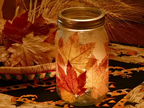 fall leave candle
