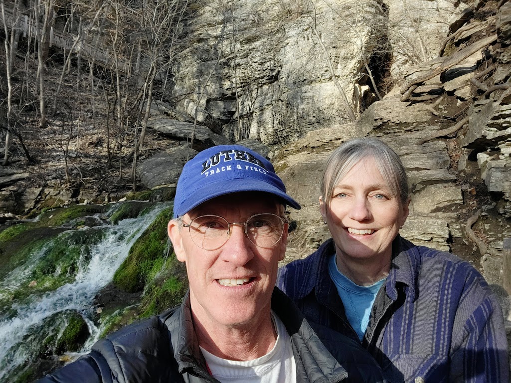 Alex Taylor and his wife hiking in Decorah
