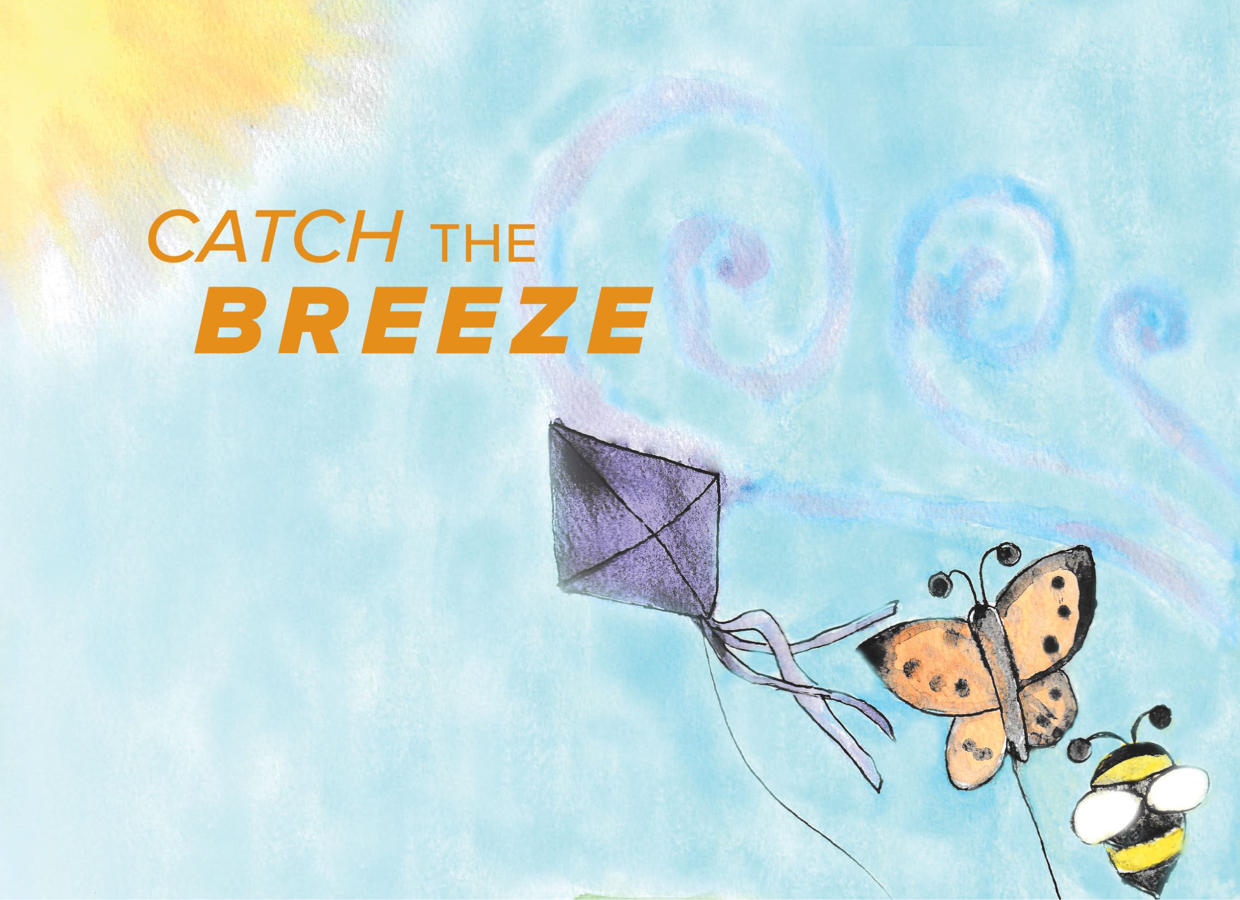Illustration of kites in the sky