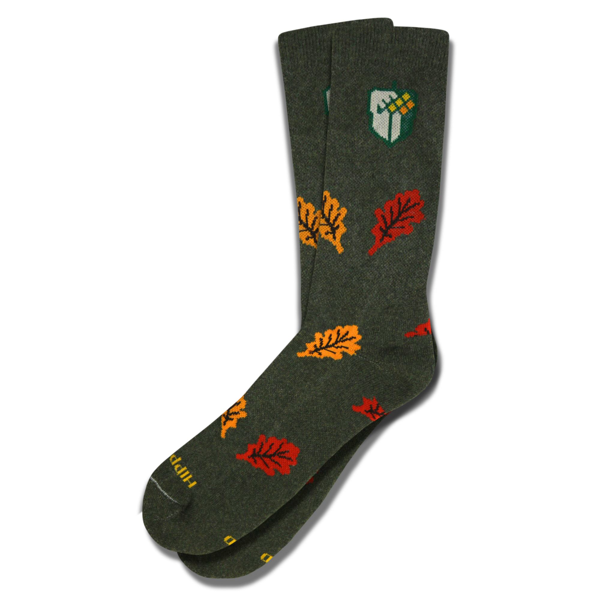 Wool socks with oak leaves
