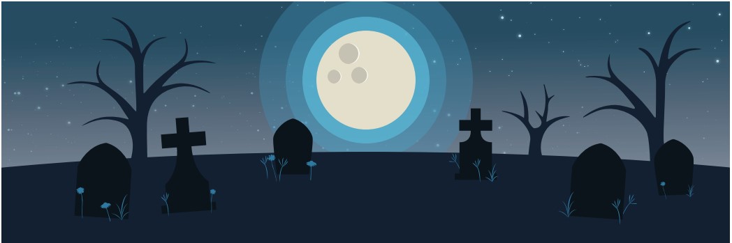 Full moon over a graveyard