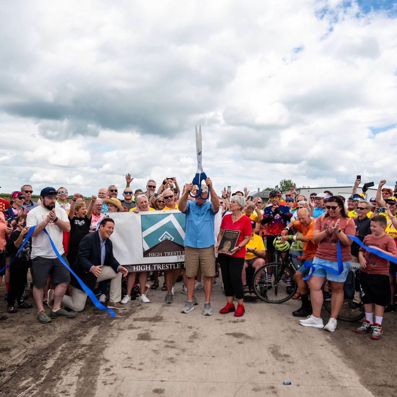Ribbon cutting group for the connector trail