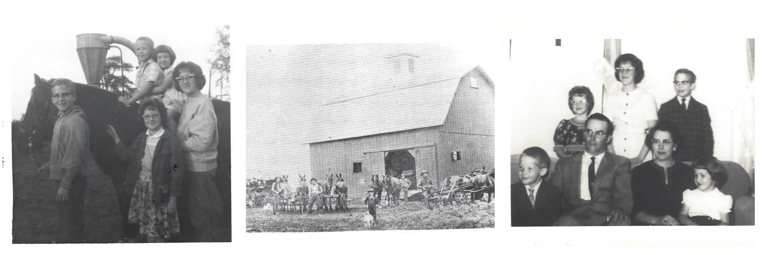 Past photos of the McLaughlin family and barn
