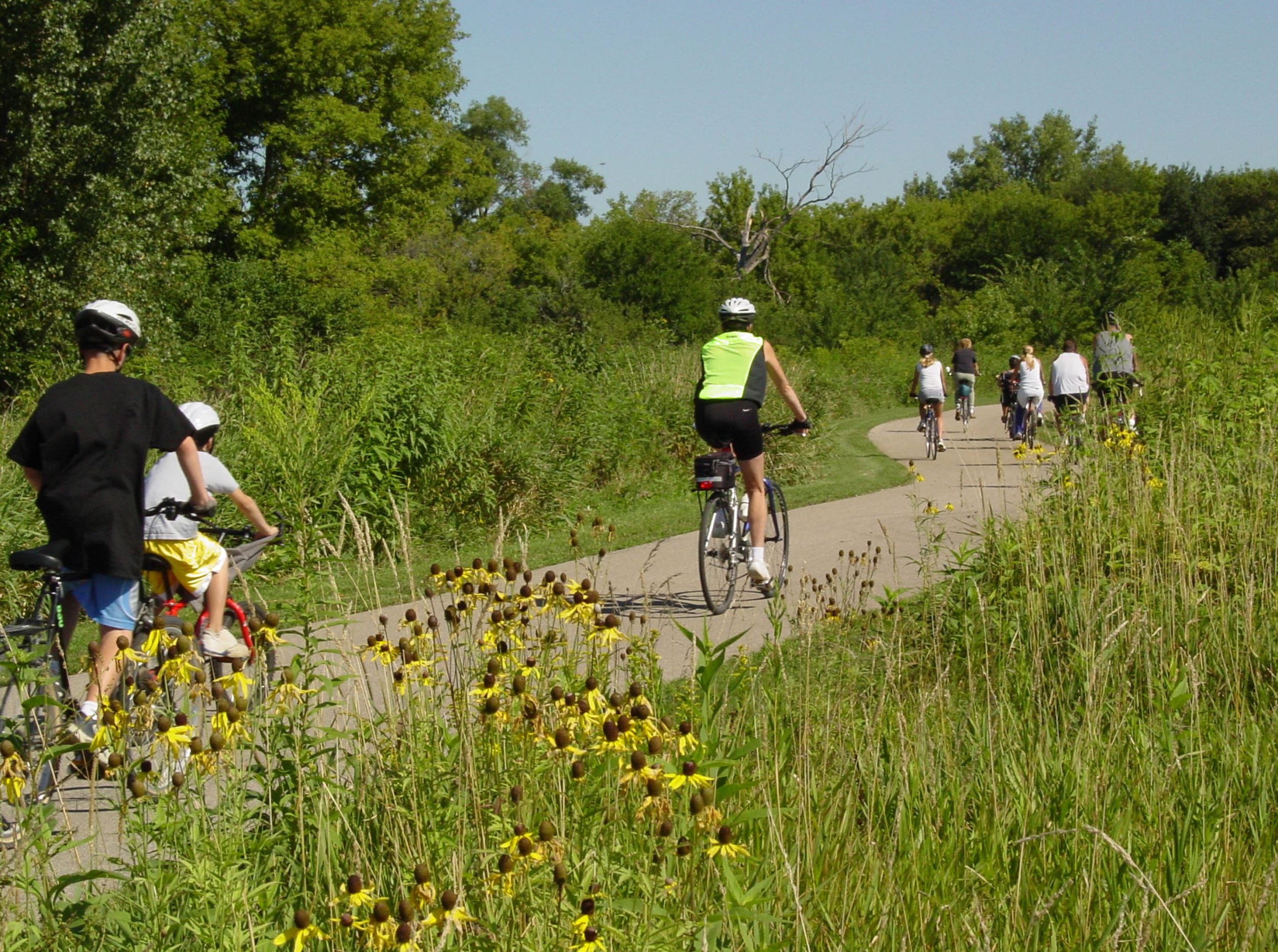Bikers on an Iowa trail