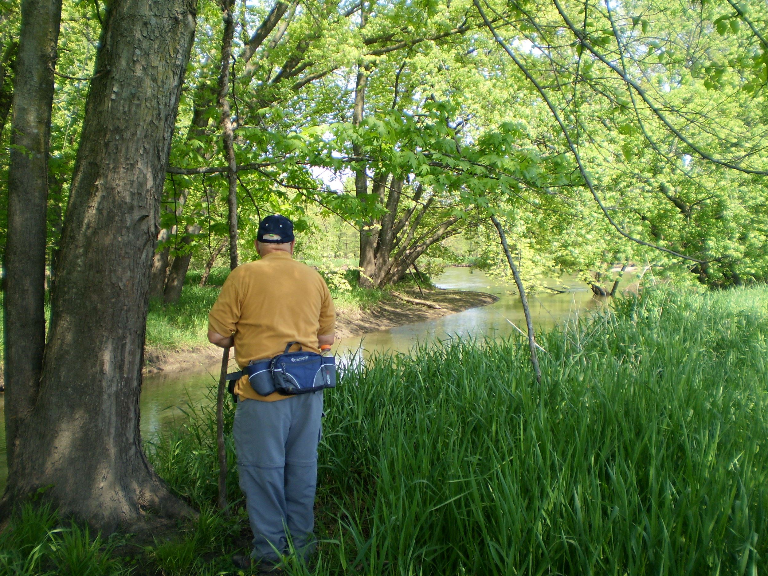 Man looking upon Wapsipinicon River