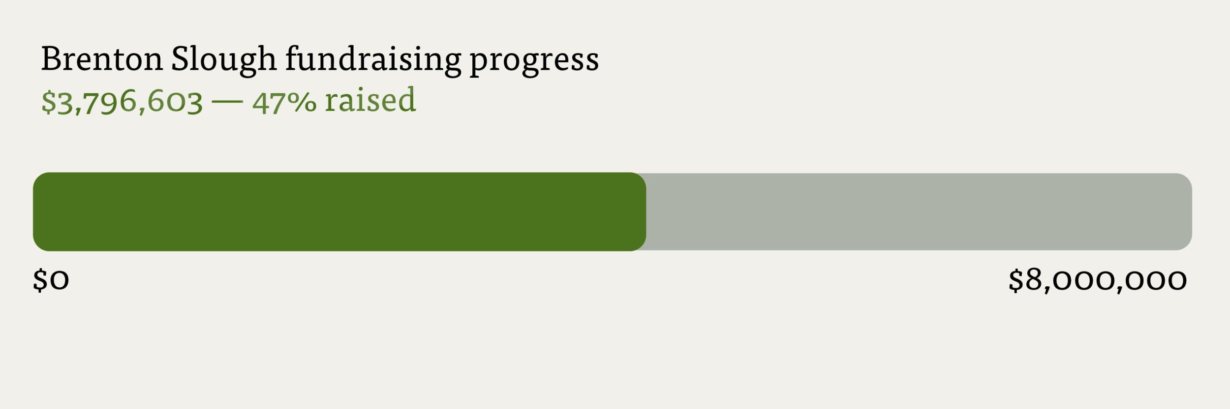 Progress bar showing 47% of funds raised