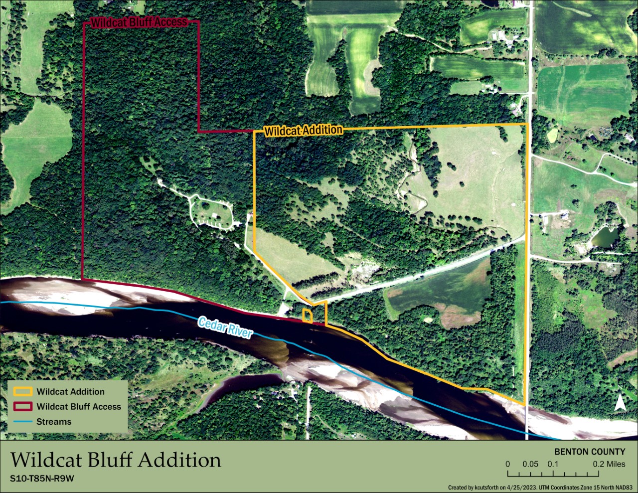 Map showing boundaries for Wildcat Bluff and the new proposed addition