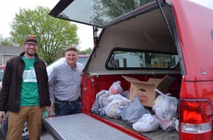 INHF Communications Specialist Joe Jayjack, left, and Southwest Iowa Nature Trails (SWINT) board member Greg Losh led a group of volunteers that picked up trash along the Wabash Trace.