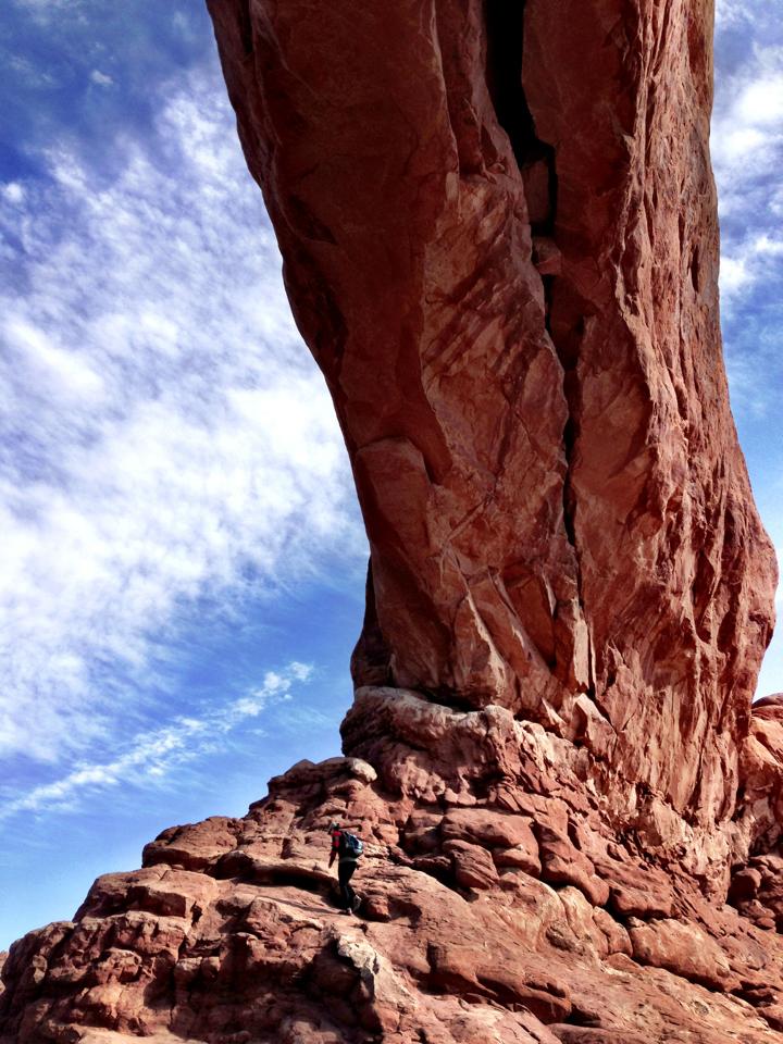 The landscape of Arches dwarfs any visitor.