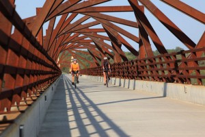 The "Art Bridge" in use on High Trestle Trail.